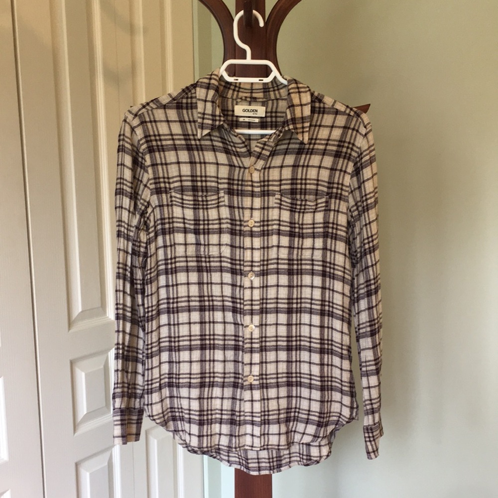 Aritzia Golden by TNA Plaid button up shirt